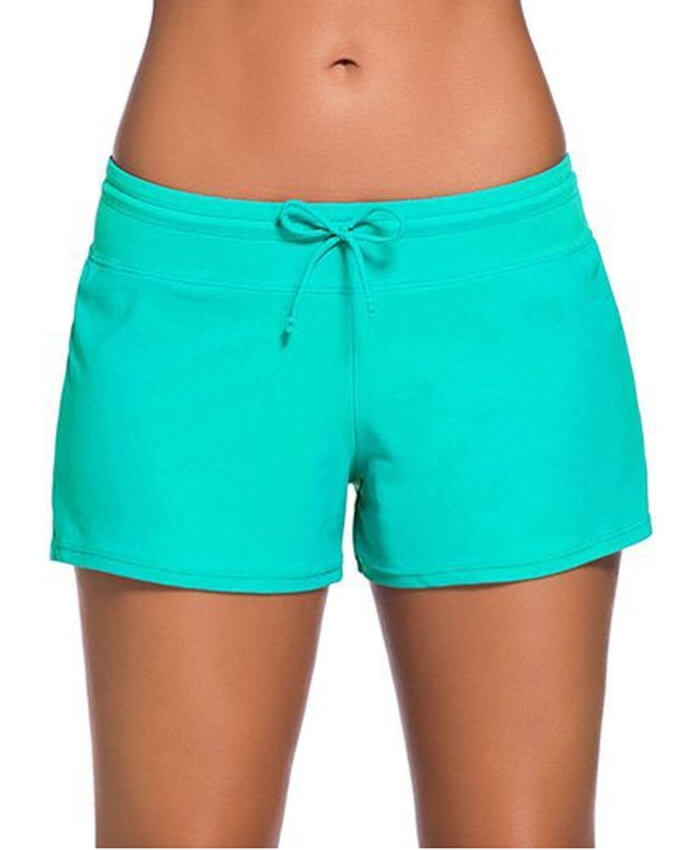 Solid Cyan Charmleaks Woman Board Swimwear Shorts